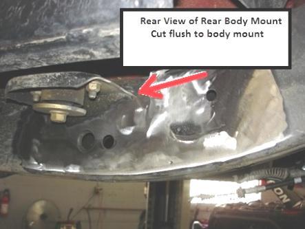 Remove all rear factory control arm brackets as shown in lines on photos.