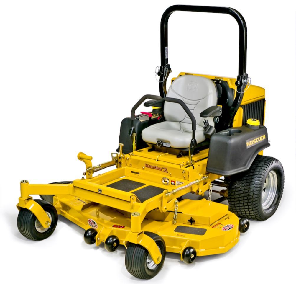The engine is mounted side ways to reduce the overall length of the mower and reduce tail swing.