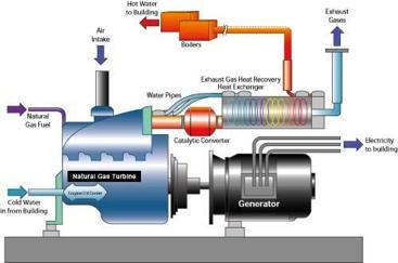 Combined Heat and Power (CHP) Fuel Turbine, Microturbine, Engine or Fuel Cell Generator Electricity