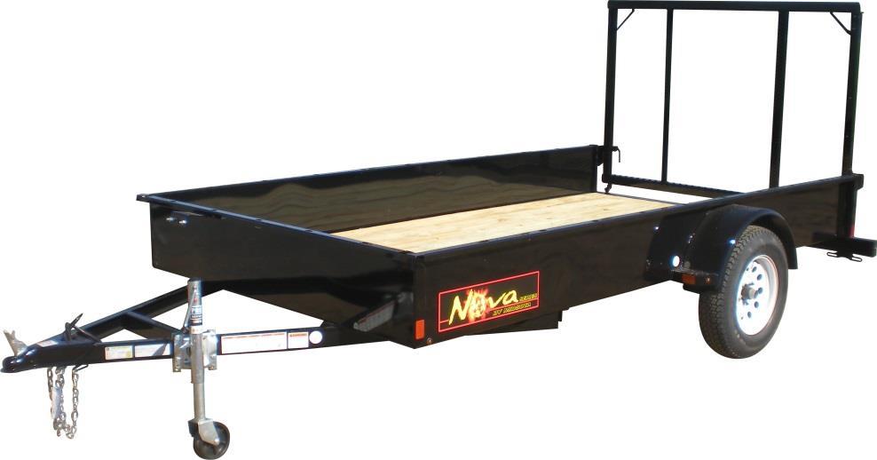 3,500 lb. Spring Axle Bias Tires Treated Wood Decking Spare Tire Carrier Ramp Folds Flat Onto Bed 2" Coupler 13" Tall Sides 2,990 lb. GVWR on Single Axle Model 7,000 lb.