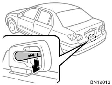 Internal trunk release handle Toyota vehicle intrusion protection system (TVIP) CAUTION Always lock the trunk lid and all doors, and keep away the vehicle keys out of children s reaches.
