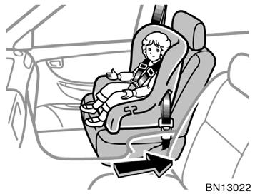 Move seat fully back On vehicles with side airbags, do not allow the child to lean against the front door or around the front door even if the child is seated in the child restraint system.