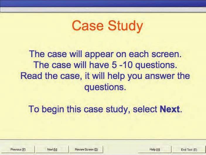 Example Case Study The following gives you an example of how one full case study will look during your test.