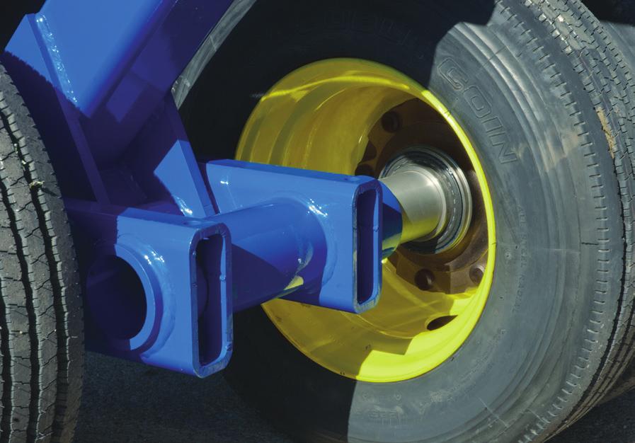 The 8-bolt wheels are equipped with over-theroad trailer tires rated at 5,700 lb.