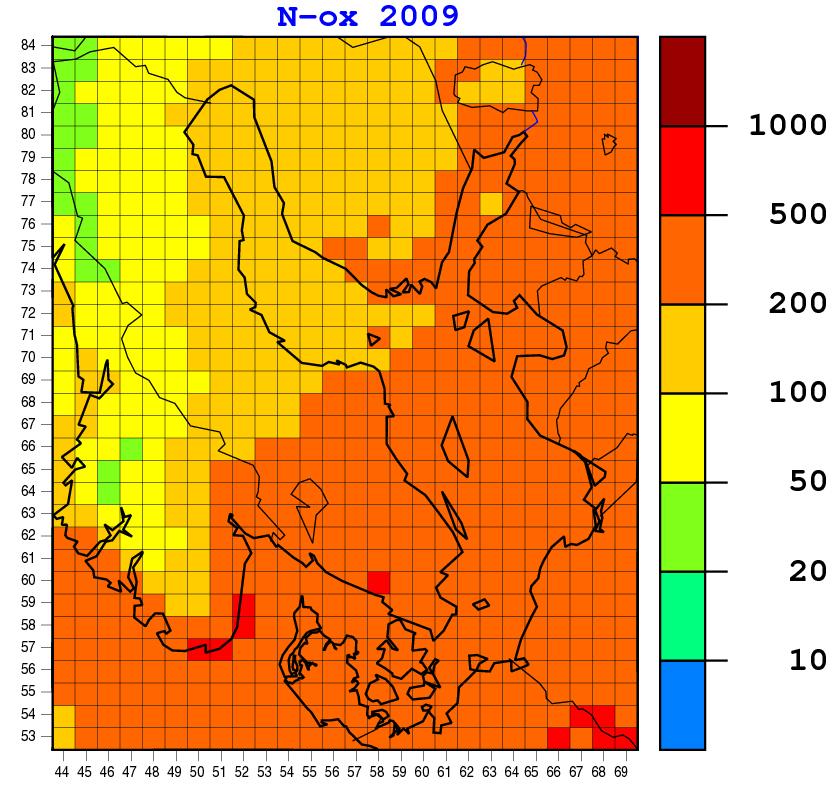 28 EMEP Centres Joint Report for HELCOM 3.2 Annual deposition of nitrogen Figure 3.8. Map of annual deposition flux of oxidized nitrogen (dry + wet) in 2009.