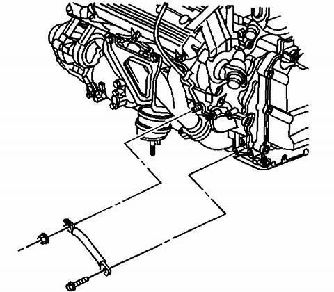 Install the bolt securing the left transaxle brace to the transaxle. Tighten the left transaxle brace bolt to 50 Nm (37 ft. lbs.).