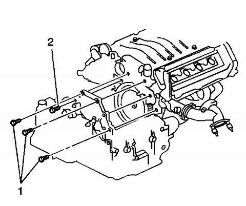 42. Remove the remaining transaxle to engine bolt (2). 43. Separate the transaxle from the engine. 44.
