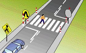 You should - - Slow down or stop to avoid hitting the person. - Slow down and sound your horn to hurry up the person.
