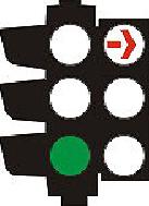 TL014 - Traffic Lights / Lanes You want to turn right at an intersection and see this traffic light. You should - - Stay behind the stop line until the green arrow shows.