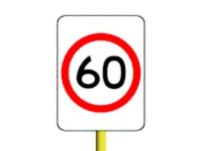 SI013 Traffic Signs What does this sign mean? - You are not to exceed 60 km/h. - You can go faster than 60 km/h. - You are on Highway 60. SI014 Traffic Signs What does this sign mean?