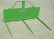 1 kg The bale grab is designed for bales with an outer diameter ranging from 900 mm to 1900 mm. The big bale fork has three tines and is 1500 mm wide.