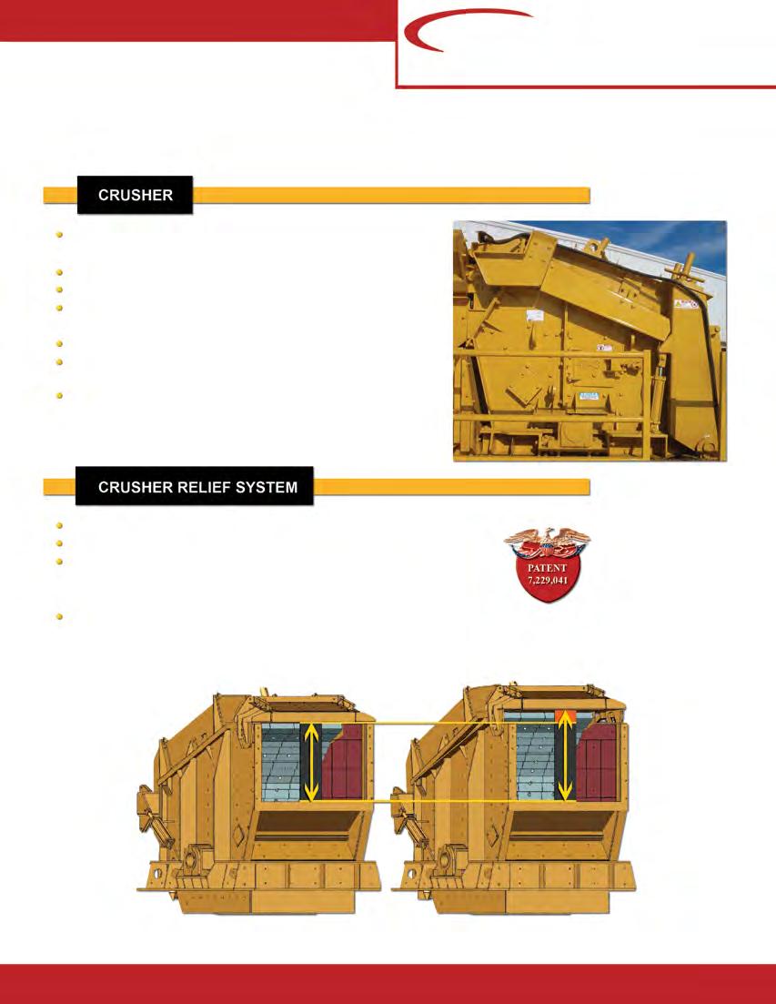 KEY FEATURES 40 (1.02m) x 43 (1.09m) horizontal impact crusher Years of proven engineering and design reliability Large 43 wide (1.09m) x 32 (.
