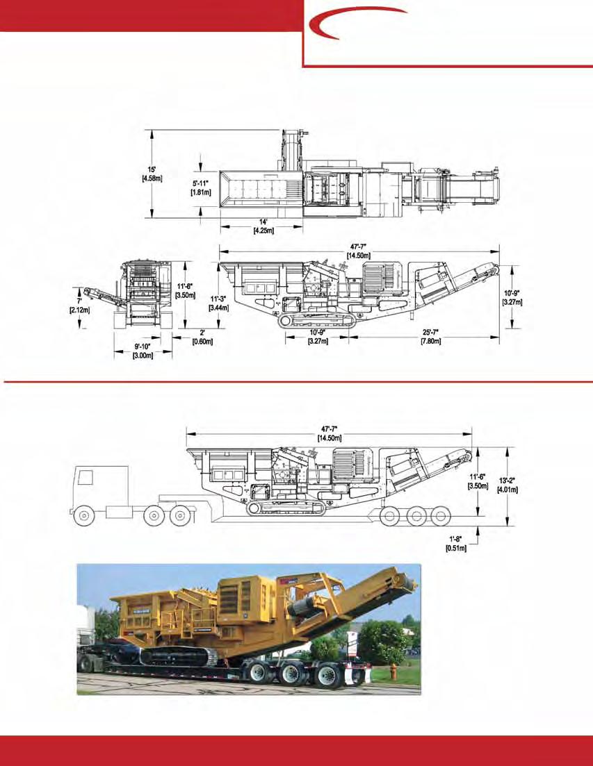 OPERATING DIMENSIONS TRANSPORTATION DIMENSIONS Length: 47-7 [14.15m] Width: 9-10 [3.00m] Height: 11-6 [3.