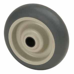CASTER WHEELS THERMAL PLASTIC RUBBER Precisio-molded high quality Thermal Plastic Rubber is mechaically locked to a durable polyolefi core. Provides a smooth, cushioed ride.
