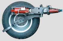 ease of transport on roads with damping / swivelling ram