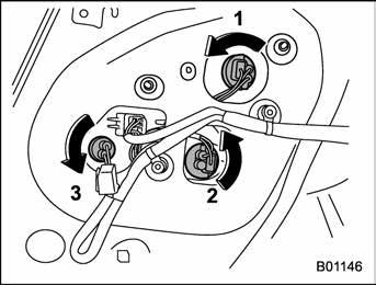 11-40 Maintenance and service 1. Remove the clips from the trunk trim with a flat-head screwdriver.! 5-door models 2. Open the rear portion of the trunk trim panel as illustrated.