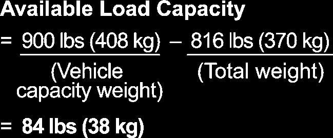 occupant weighing 154 lbs (70 kg) plus cargo weighing 662 lbs (300 kg). 1. Calculate the total weight.