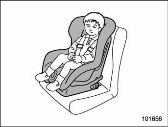Seat, seatbelt and SRS airbags 1-23 Child restraint systems properly secured in the vehicle. When installing the child restraint system, carefully follow the manufacturer s instructions.
