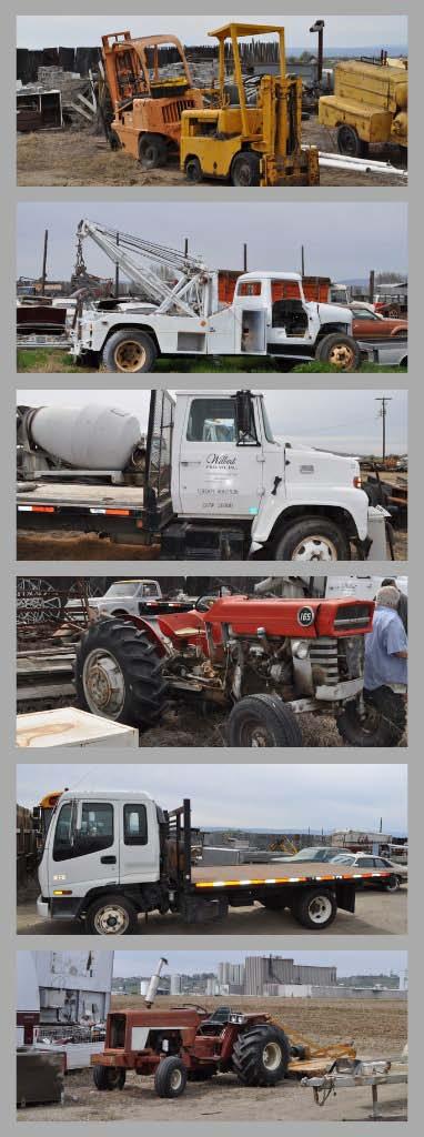 Inventory Equipment and Etc: Paint Booth Tractors Western Star Concrete Mixer Truck Bed Reinell Boat and Inboard Air Compressor 5 Horse Air Compressor 10 Liter Scale Excavator Cat Aluminum Truck Cabs