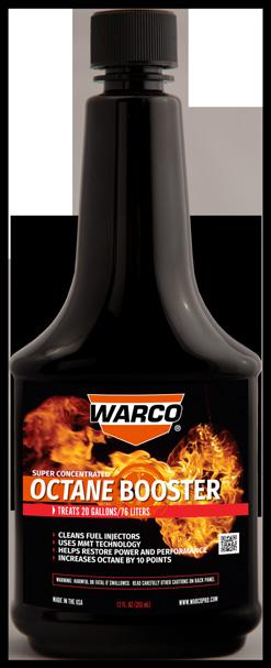 gaskets, water pumps, metal parts WARCO Octane Booster is high-performance octane booster with fuel treatment that increases gasoline octane, reduces emissions and