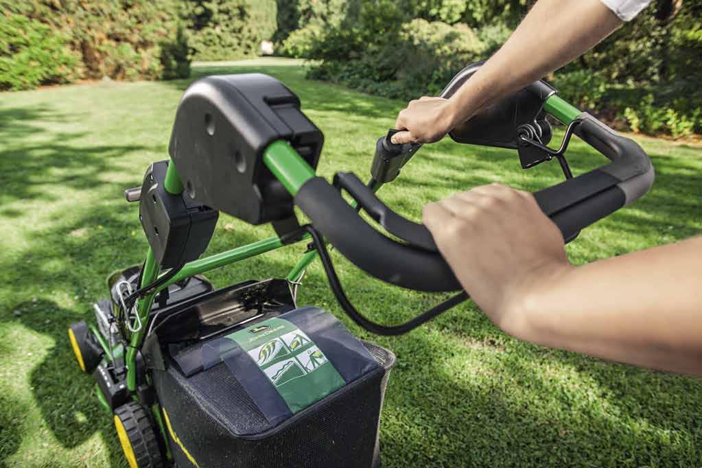 Walk-Behind Mowers Select Series 23 Variable-Speed TurboStar mowing system Electric starter (R43VE, R47VE and R54VE) ReadyStart engine (except R47KB and JX90) Optional mulching equipment