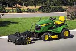 There is a large range of attachments to make child s play of lawn and ground care chores, from clearing snow to sweeping the yard.