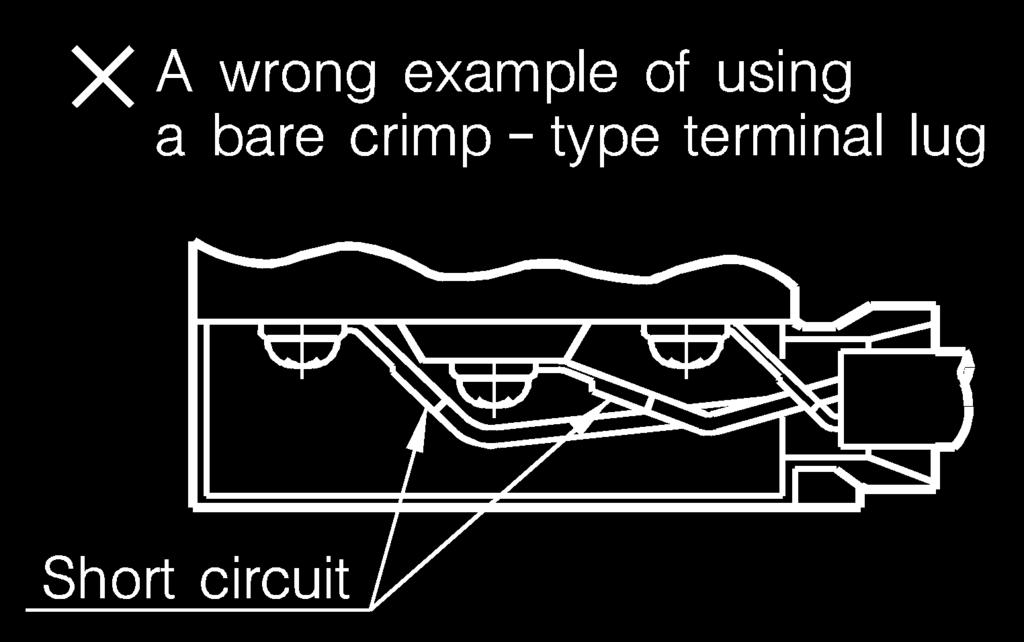 short-circuit. Lead wire connection direction and recommended cutting sizes (unit: mm) 1.