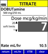Manual 41018-6.05/6.2.4 Revision H 3. Enter a new dose. (See Figure 56.) Figure 56. Titrate Screen with New Dose. To titrate rate ml/hr without stopping the pump 1.