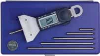 DEPTH GAGE Inch/Metric/Fraction Spring-loaded and hold measurement button for ease-of-use. Super-large display Travel: 0-1"/25mm Range: 0-16"/400mm Resolution:.0005"/.