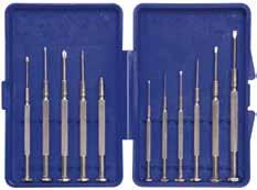 SCREWDRIVER KIT This precision Screwdriver and Tool Set is ideal for miniature work. Features knurled and chromed swiveling handles.