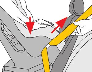 6 5 5. While pressing on one armrest, remove slack from shoulder belt.