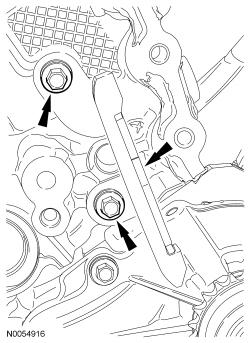 Tighten the 2 bolts to 10 Nm (89 lb-in). All vehicles 6. Install the primary timing chain with the colored links aligned with the timing marks on the VCT assemblies and the crankshaft sprocket. 7.