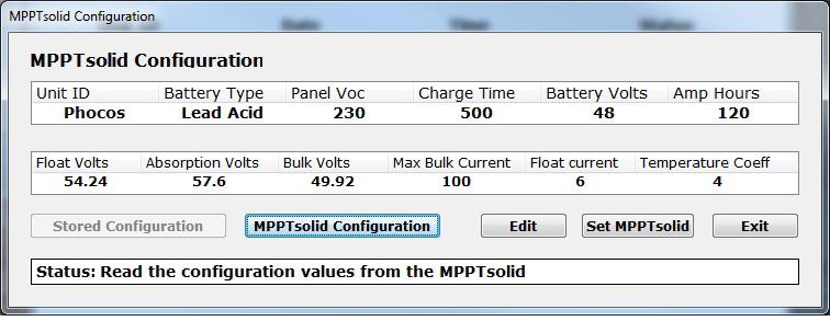 Configuration button in the (MPPTsolid Configuration) screen so you can read the