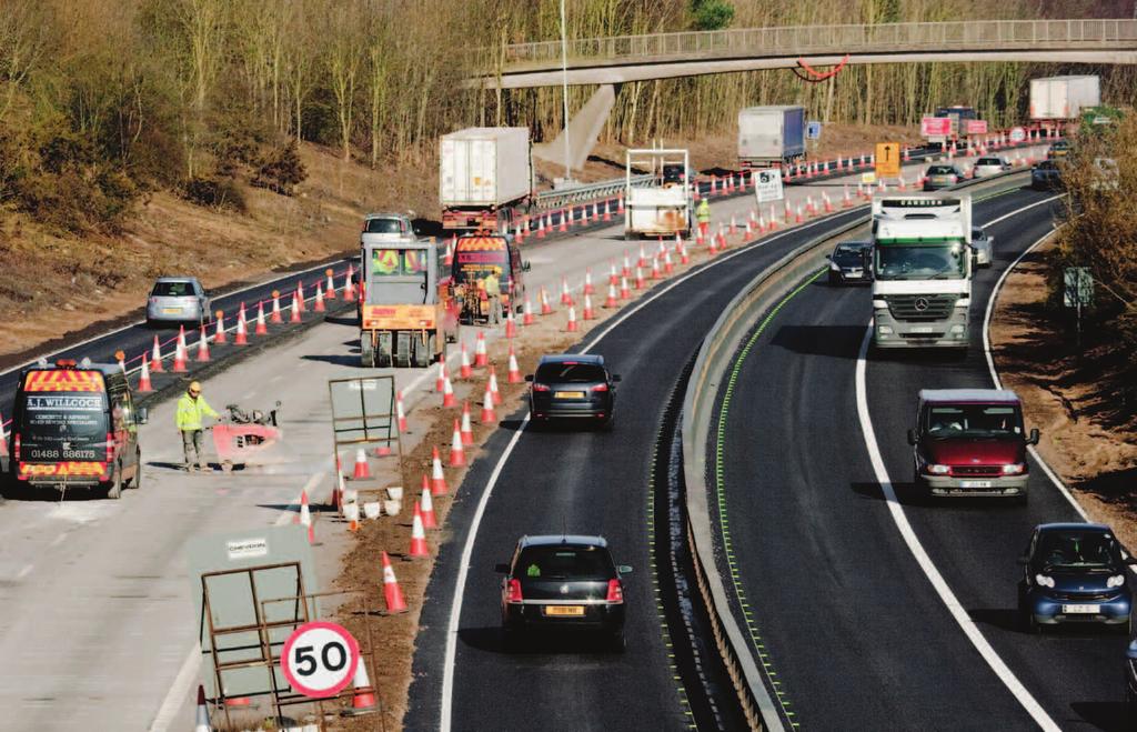 This will include hard shoulder closures, temporary safety barriers, narrow lanes and 50mph speed limits enforced