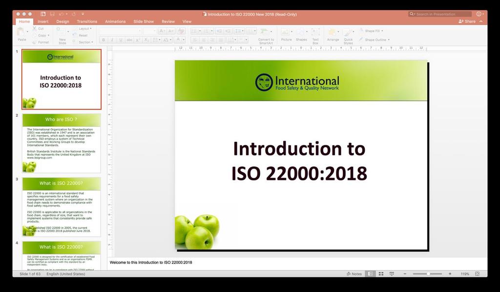 ISO 22000 Training PowerPoint Presentations Introduction to ISO 22000