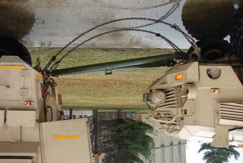 MRAP VEHICLES HANDBOOK Figure A-4: BAE connected to a U.S. Army heavy duty towbar Note: Connect the vehicle with the U.S. Army heavy duty towbar and 1 in. pin adapters (NSN 2540-00-863-3153).