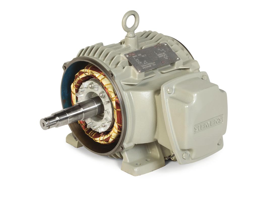 Rugged construction for longer service life Siemens SD100 severe duty motor has a cast iron frame and bearing housings that offer ruggedness, reliability, performance and efficiency.