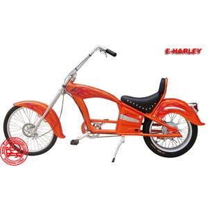Model: EB-HARLEY Harley style electric bike 350W high speed brushed gear motor Front disc brake Model No: EB-HARLEY Product size: 216 L*75 W*112H cm Product weight: 48Kg Type of motor: high speed