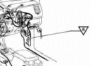 9) LOCATE VEHICLE GROUND POINT AS INDICATED BELOW AND MAKE ATTACHMENT TO BLACK GROUND WIRE FROM RF HARNESS UTILIZING THE SELF-STRIPPING CONNECTORS PROVIDED.
