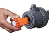 . Before disassembling hold the valve in a vertical position and open the valve to 45º, to drain any residual fluid inside the valve. Catch the fluid in a suitable container. 4. Close the valve, then remove the handle (12 on p57) (Fig.