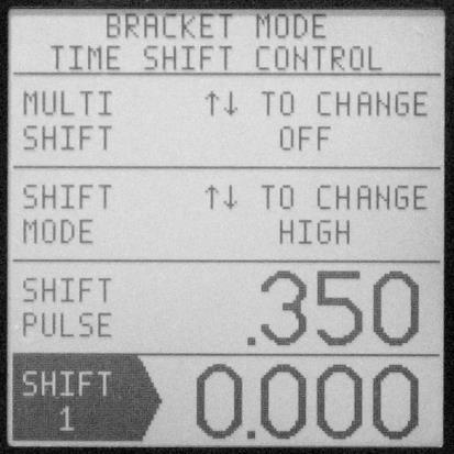 Time Shift Control Bracket Mode Screen 10 The Elite 700 can handle up to 5 shifts by time in a single pass.