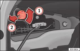 Remove the bulb holder, moving it in the direction of arrow 3 Fig. 114.