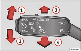 The essentials Symbol Ignition switched off Ignition is switched on Turn signal and main beam lever Hazard warning lights Fog lights, dipped beam and side lights off.