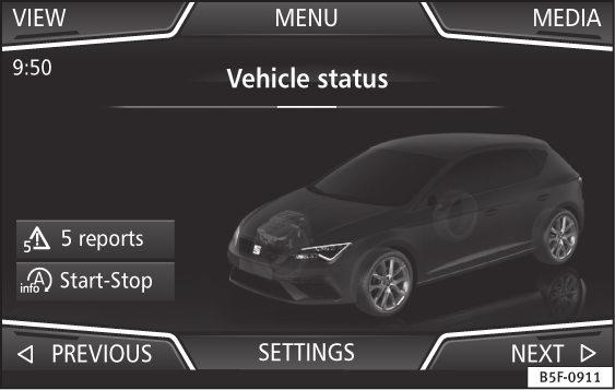If the Infotainment System is off, switch it on. Press the Infotainment button / and then the Vehicle function button Fig. 41, Fig. 42 Easy Connect: CAR menu.