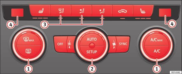 The essentials Air conditioning How does Climatronic* work? Fig. 57 In the centre console: Climatronic controls To switch a specific function on, press the appropriate button.