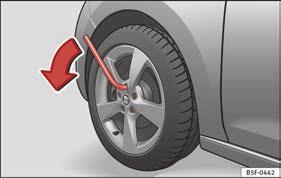 Remove the wheel bolt page 67. Note Make a note of the code number of the antitheft wheel bolt and keep it in a safe place, but not in your vehicle.