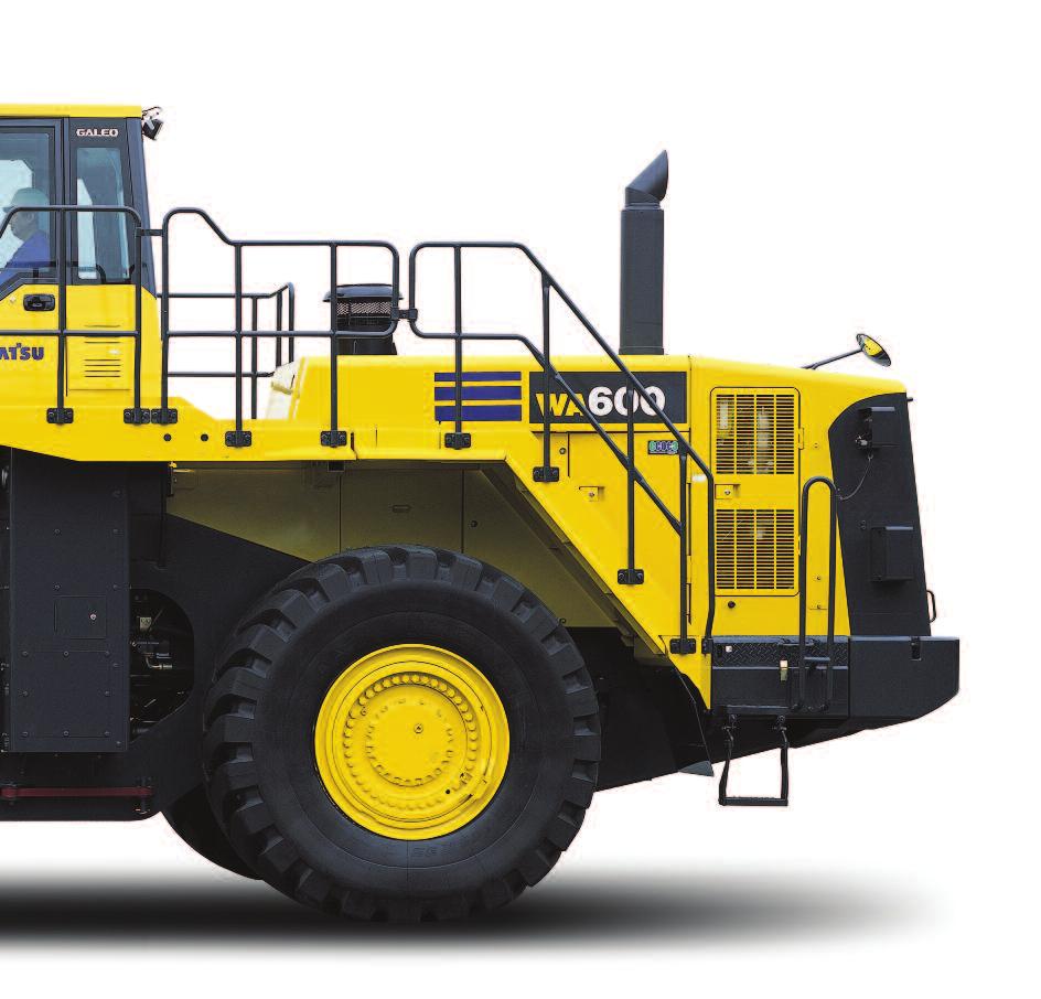 W H E E L L OA D E R WA600-6 NET HORSEPOWER 393 kw 527 HP @ 1800 rpm Excellent Operator Environment Automatic transmission with ECMV Low-noise designed cab Electronic controlled transmission lever