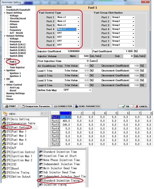 F-CON V Pro calculates the injection timing based on the values entered to Standard Injection Timing Map.