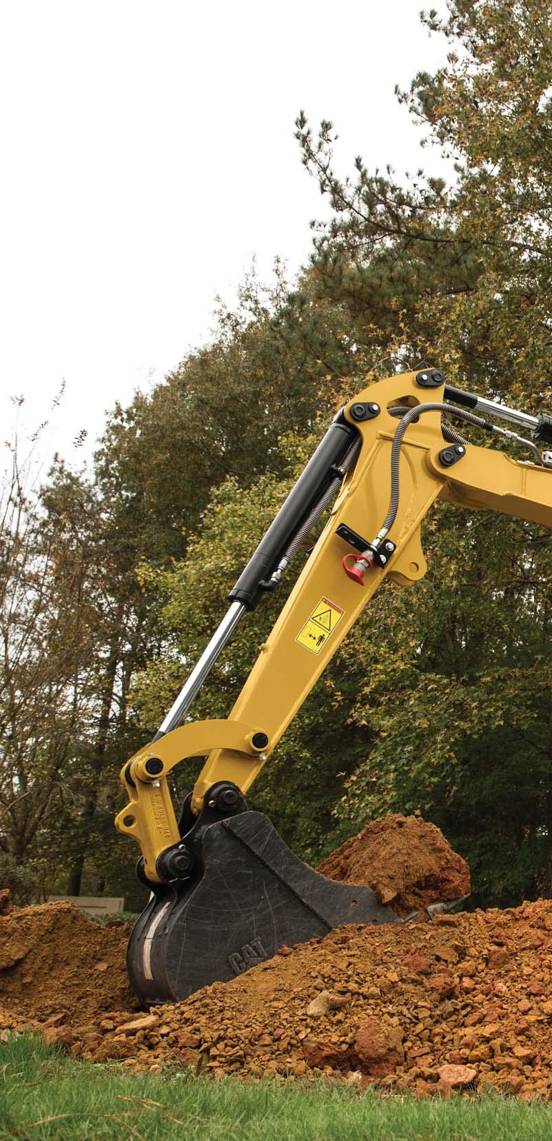 The Cat 303E CR Mini Hydraulic Excavator delivers high performance, durability and versatility in a compact design to help you work in a variety of applications.