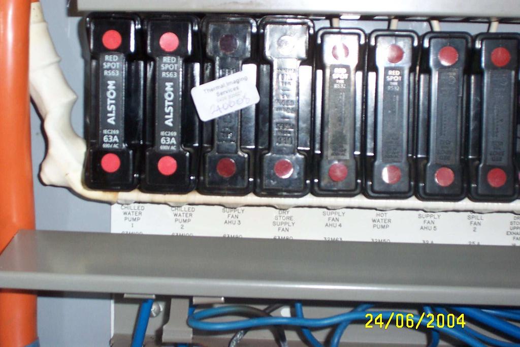 Inspected Equipment MSSB-2 Located Catwalk Operator: Malcolm Rhind Reference Image Thermal Image Equipment Equipment Type Additional Information SF3 AHU-3 C Phase Supply Fuse Alstom RS100 Date